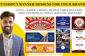 design banner, rollups , pole, step n repeat banner