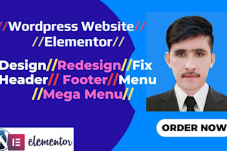 redesign,fix header footer mega menu for wordpress website