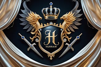 design a luxury regal heraldic family crest coat of arms logo in only 5 hour