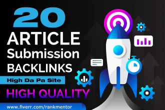 make 20 article submission contextual backlinks from high da website