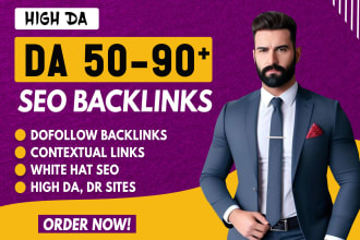 create high domain authority da 50 to 90 permanent SEO dofollow backlinks