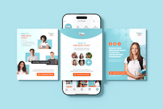 design social media posts ads with your branding in canva, adobe ps or adobe ai