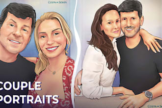 draw an artistic couple portrait for you