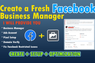 set up a brand new fb business manager and ad account