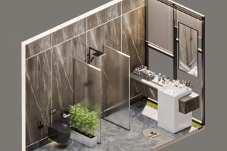 do 3d bathroom design and rendering