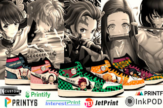 design high top anime sneakers for pod jetprint printify etc