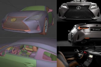create vehicle 3d modeling and rendering in blender or rhino