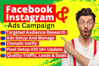 setup and manage your facebook ads campaign, instagram ads, shopify ads