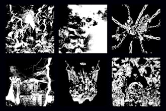 make amazing collage art dark, art horror for album cover