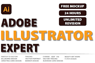 do work on adobe illustrator, tracing, vectorizing, card, flyer, poster design