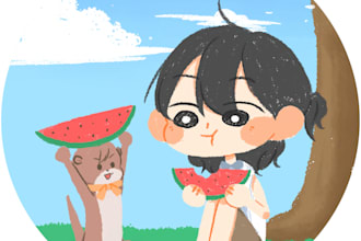 draw cute chibi anime character for your profile picture