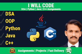 do dsa, oop, python, java, and c plus plus coding projects and assignments