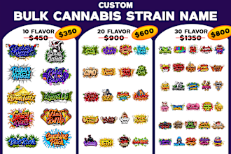create unique cannabis strain weed logo with 10, 20, 30 design