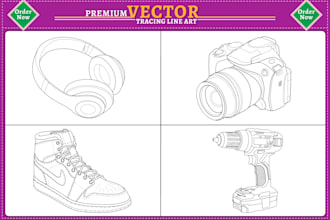 draw a detailed line art of your product, image or sketch