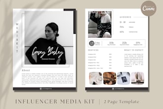 design a clean, minimalist, modern media kit for influencers