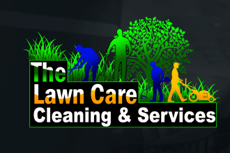 design lawn care, landscape, mower, natural tree care logo