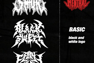 make a logo and custom fonts with dark art style for your brand