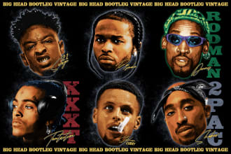 design a crazy 90s big head rap tee design