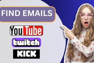 find emails from twitch, kick and youtube channels