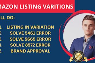 fix any amazon listing errors 8572,5641,5665, product listing variation issue