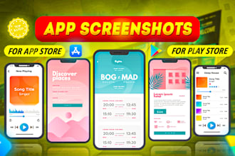 design or redesign app screenshots for the app store, google play store