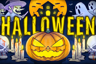 create a scary halloween illustration