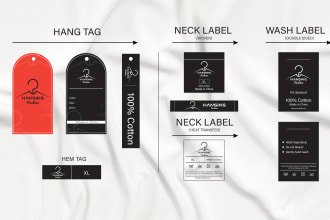 design clothing tag or label, hang tag, neck label, shirt tag