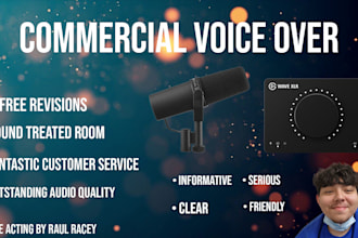 professionally voice over ads and commercials, clear and friendly