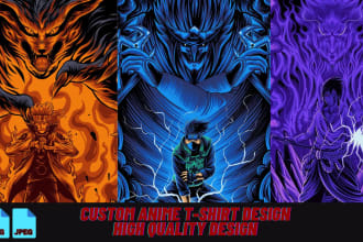 design a custom anime t shirt and typography and trendy tshirt design