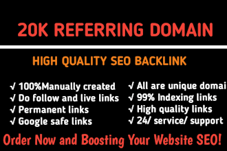 build 20k referring unique domains SEO backlinks for website google top ranking