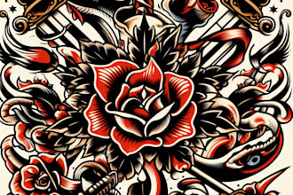 create awesome japanese traditional tattoo style design
