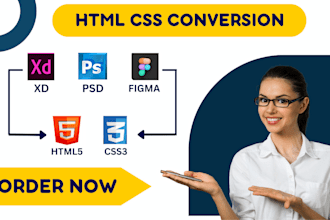 convert PSD, figma, xd to responsive HTML CSS bootstrap