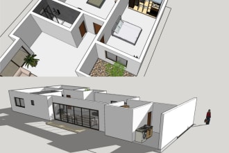 model architecture 3d floor plan by sketchup fastest