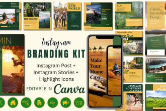 create custom creative and elegant instagram branding kit