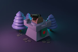 create low poly 3d environment and objects