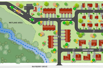 provide 2d render for site plan or subdivision plan