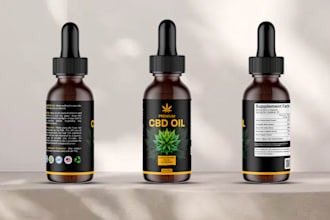 create cbd, hemp oil, organic oil label design within 24 hours