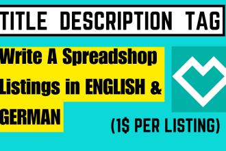 write a spreadshirt listings in german or english