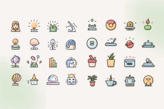 design custom minimalistic icon design for website and app