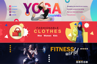 do youtube art cover, channel art banner, social media header design