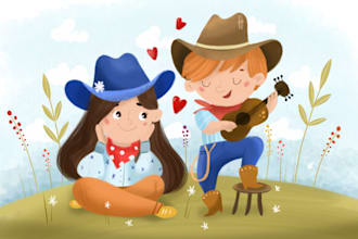 design beautiful children story book illustration