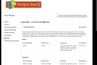 write shadow health and ihuman assessments