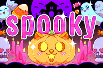 create a cute halloween illustration
