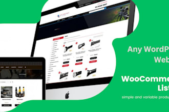 listing variable products on the wordpress website