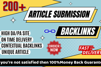 create 200 high quality article submission backlinks manually