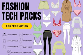 create professional fashion tech pack designs for production