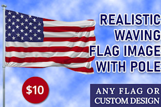design realistic waving flag image on a pole