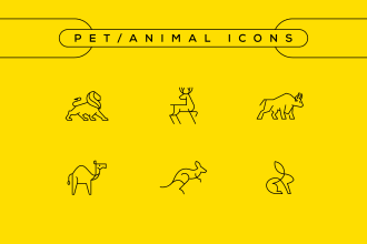 create abstract minimalist pet, animal line art icons