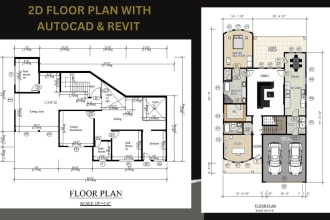 create architectural 2d floor plan with autocad and revit