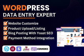 do wordpress data entry blog posts and woocommerce product upload